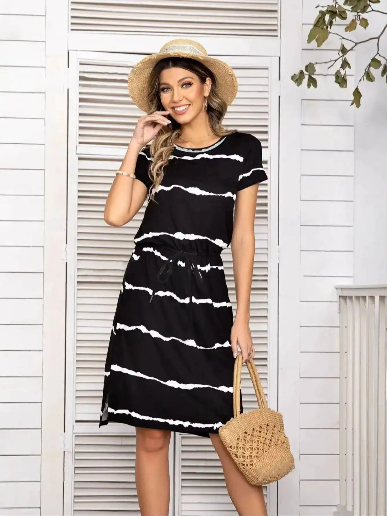 Striped Midi T-Shirt Dress Delvore