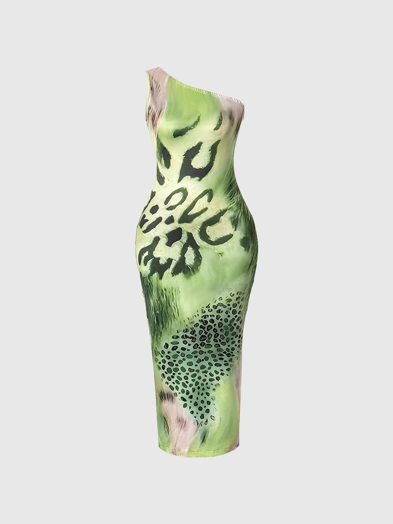 Asymmetric Leopard Print Stretch Knit Bodycon Midi Dress Delvore