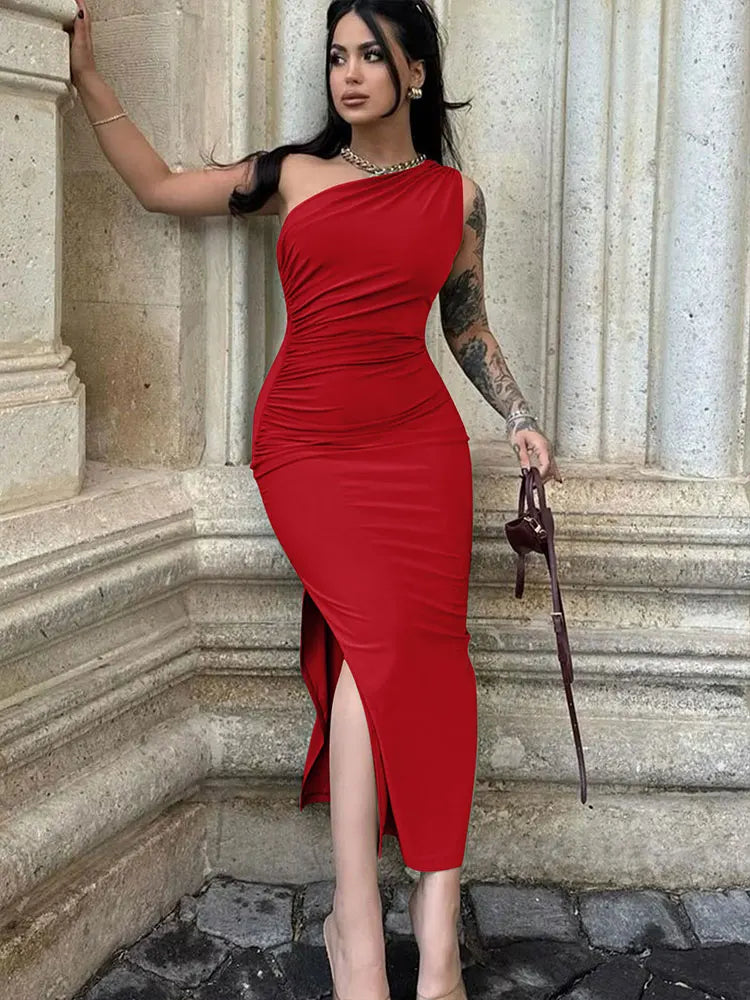 One-Shoulder Backless Maxi Dress Delvore