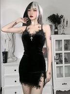 Black V-Neck Spaghetti Strap Mini Dress Delvore