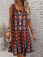 Vintage All-Over Print Sleeveless Sundress Delvore