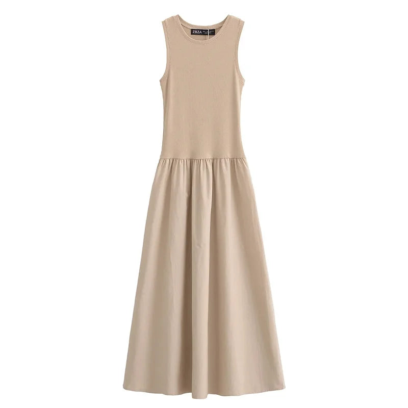 Sleeveless Crew Neck Maxi Dress Delvore