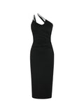 One-Shoulder Ruched Bodycon Midi Dress Delvore