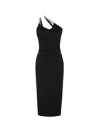 One-Shoulder Ruched Bodycon Midi Dress Delvore