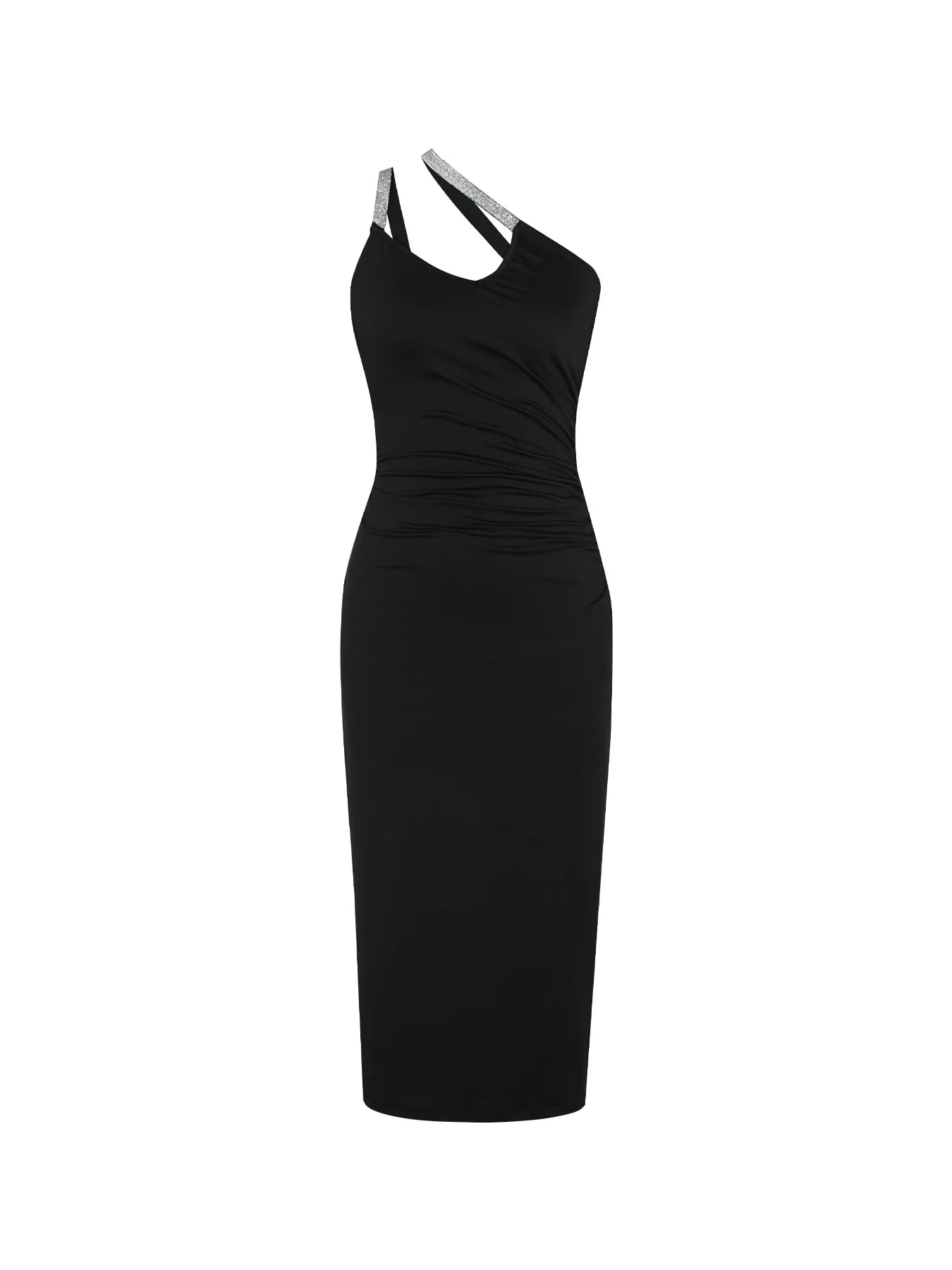 One-Shoulder Ruched Bodycon Midi Dress Delvore