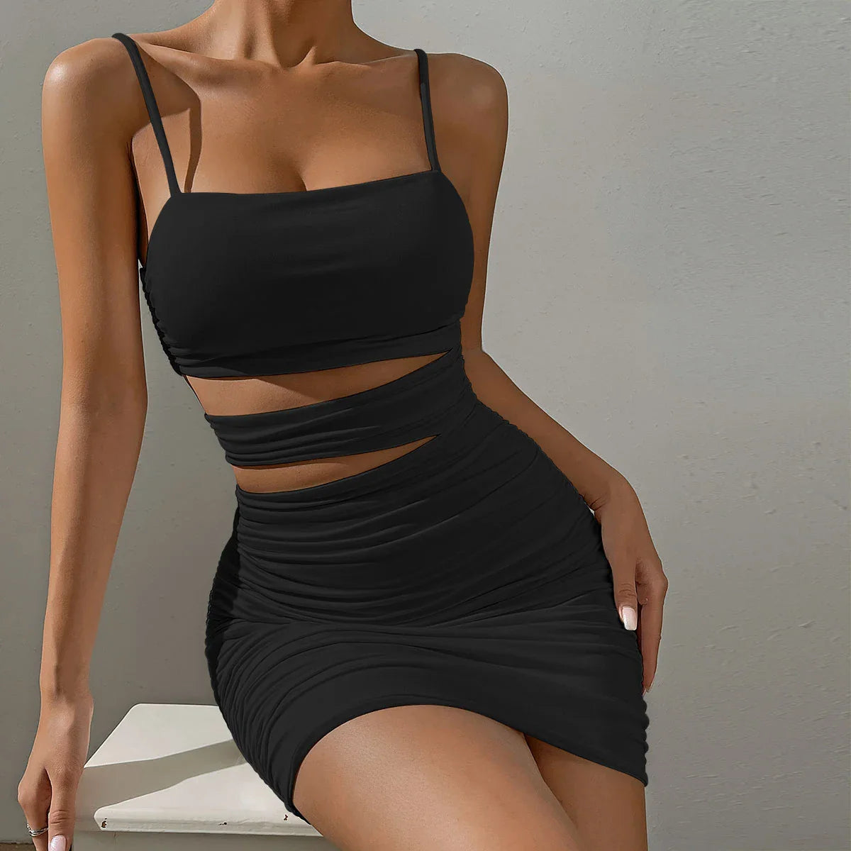 Spaghetti Strap Backless Bodycon Mini Dress Delvore