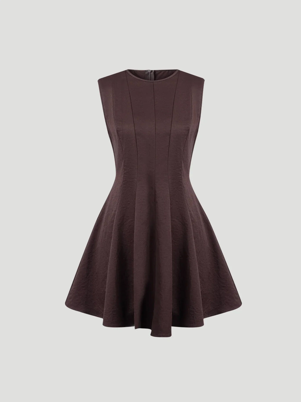 Structured Seam Bodice Flared Mini Dress Sleeveless Crew Neck Delvore
