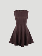 Structured Seam Bodice Flared Mini Dress Sleeveless Crew Neck Delvore