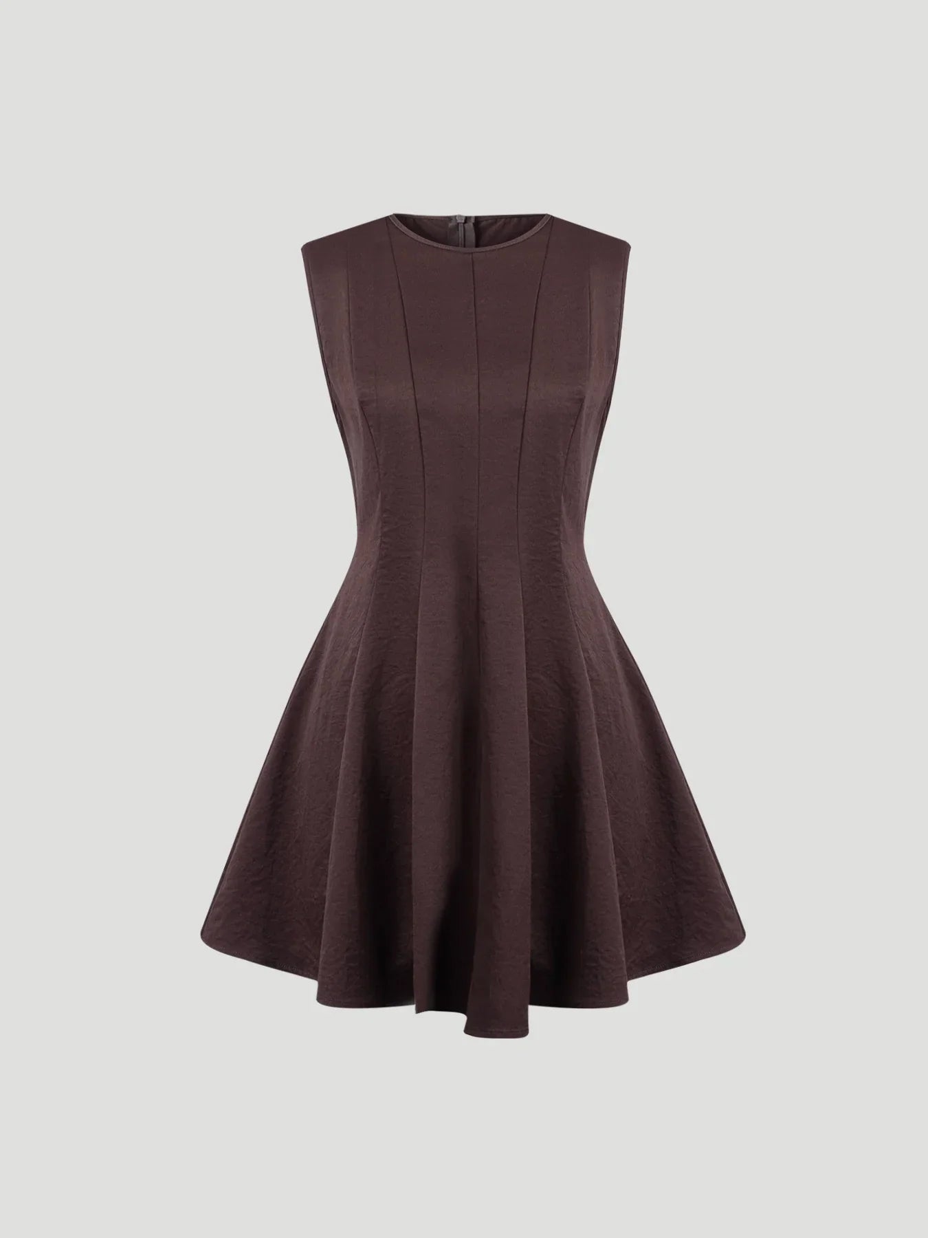 Structured Seam Bodice Flared Mini Dress Sleeveless Crew Neck Delvore
