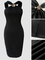 Halter Bodycon Mini Dress Black Delvore