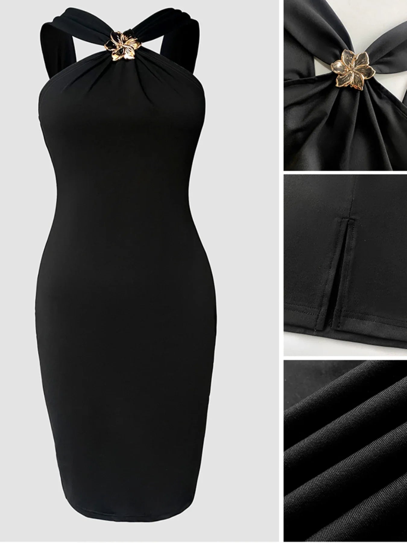 Halter Bodycon Mini Dress Black Delvore