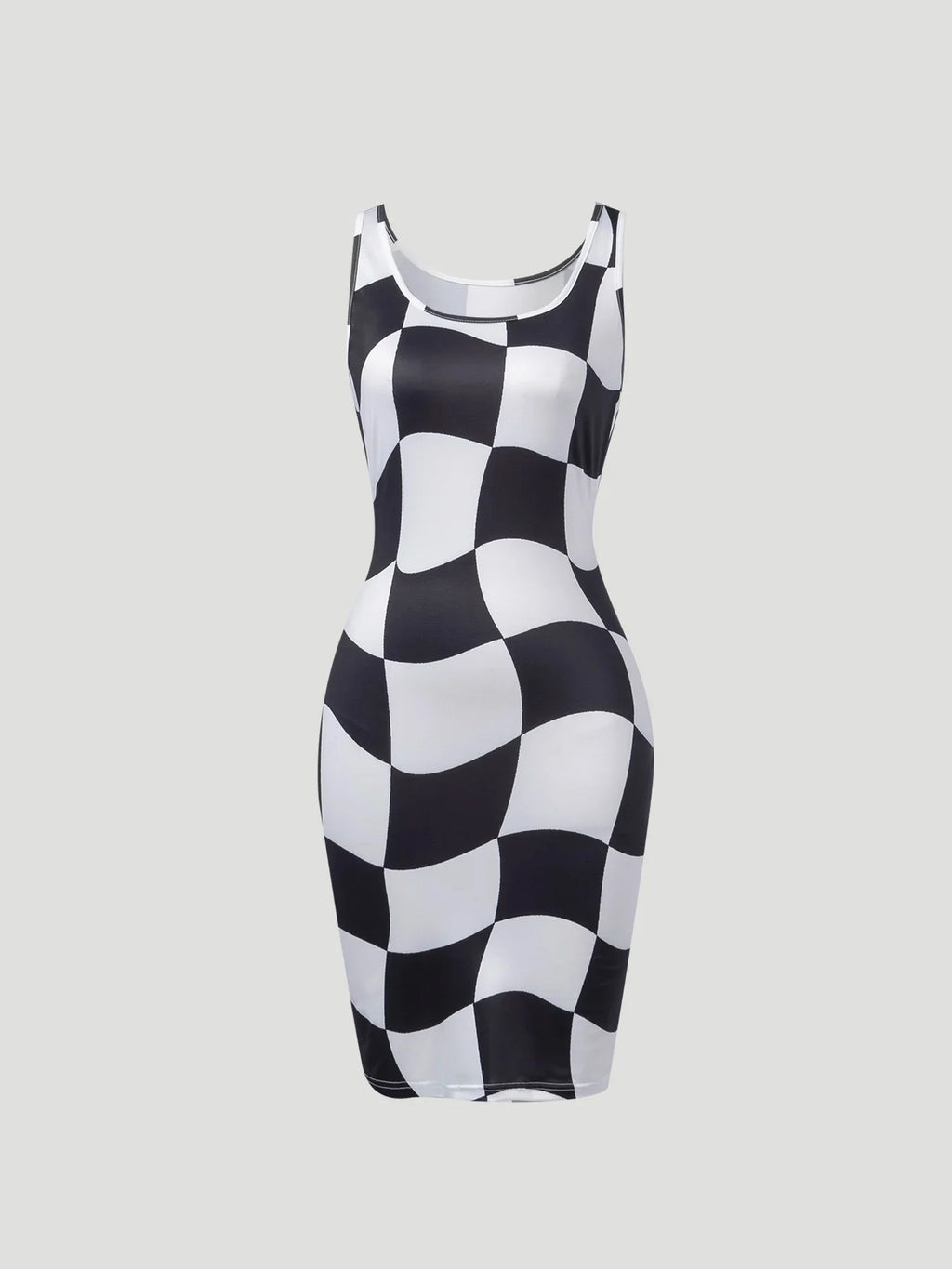 Sleeveless Checkerboard Bodycon Midi Dress Delvore