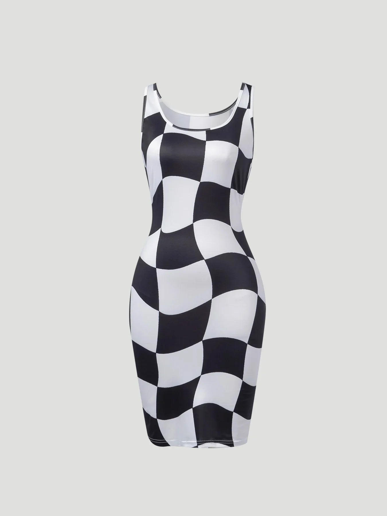 Sleeveless Checkerboard Bodycon Midi Dress Delvore
