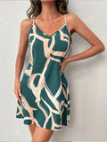 Abstract Print Satin Slip Mini Dress Delvore