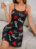 Heart Print Mini Night Dress Delvore