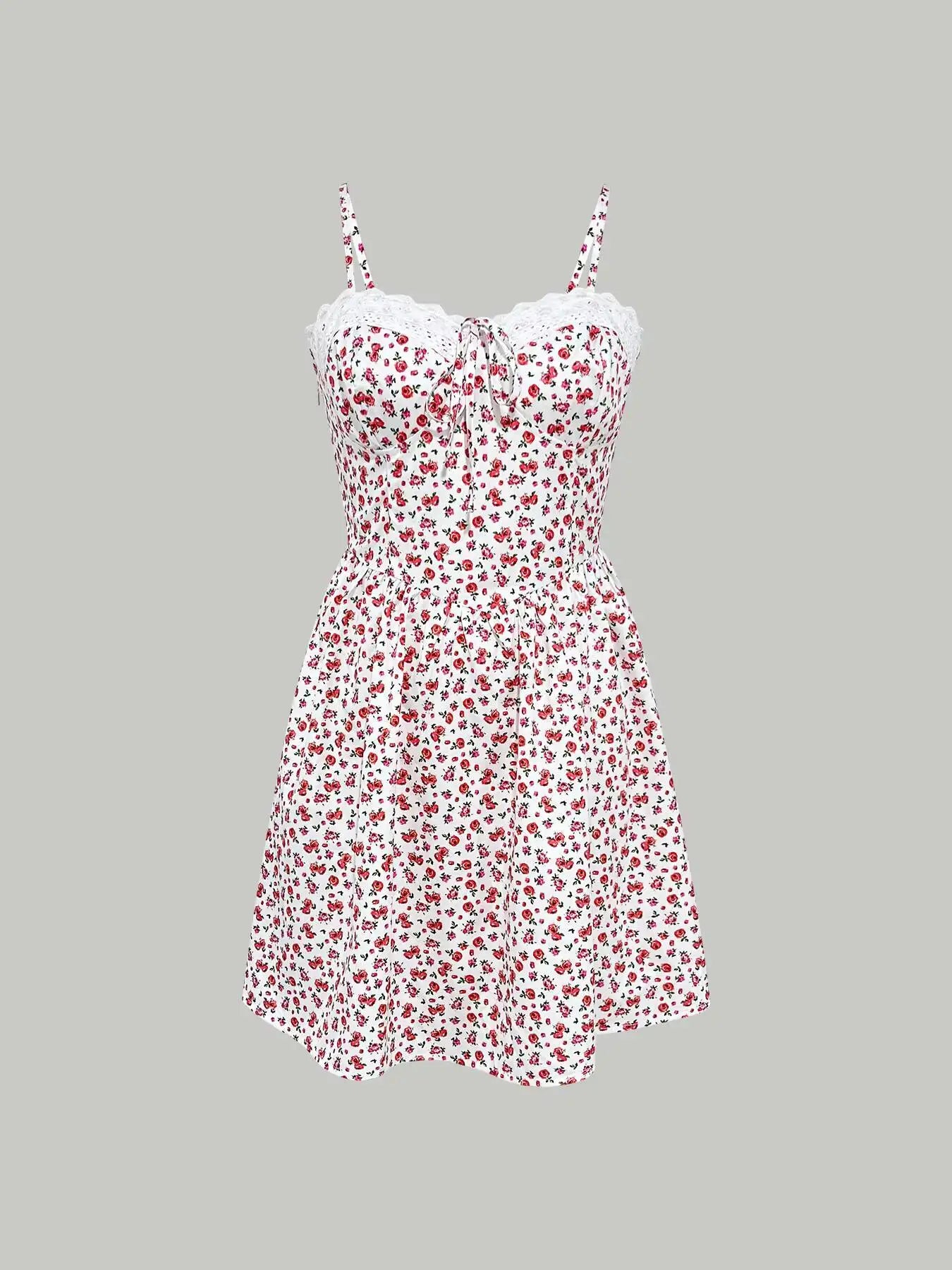 Floral Lace Trim Mini Dress Delvore