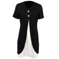 Patchwork V-Neck Mini Shift Dress Delvore