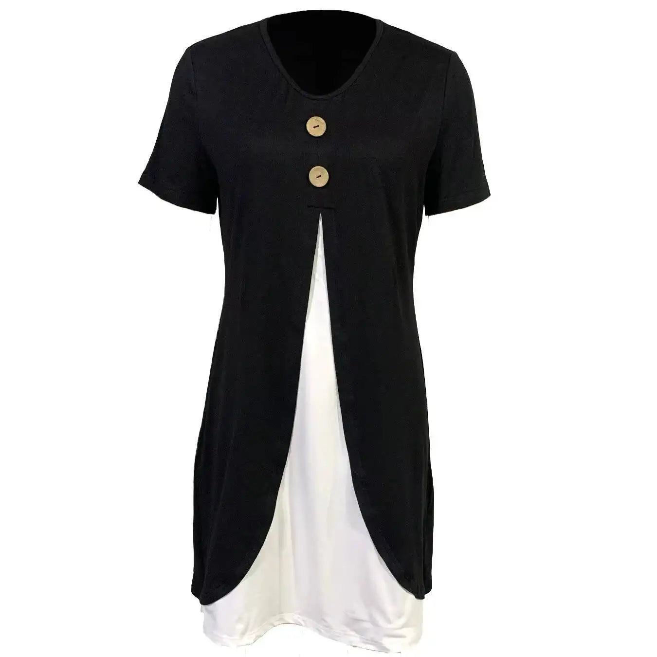 Patchwork V-Neck Mini Shift Dress Delvore