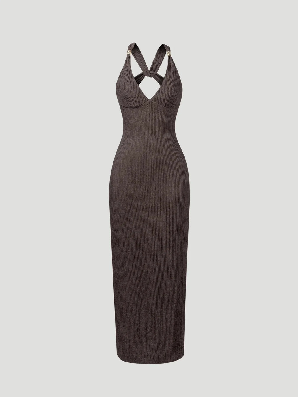 V-Neck Bodycon Maxi Dress Delvore