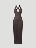 V-Neck Bodycon Maxi Dress Delvore