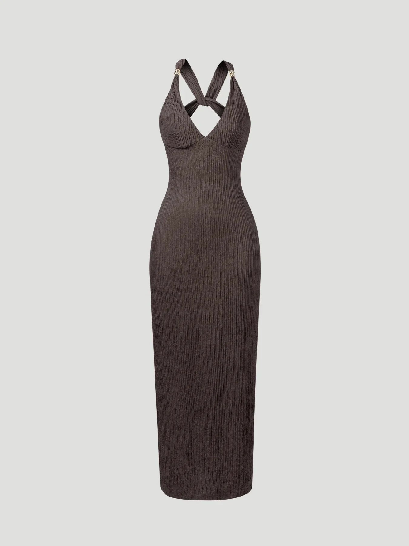 V-Neck Bodycon Maxi Dress Delvore