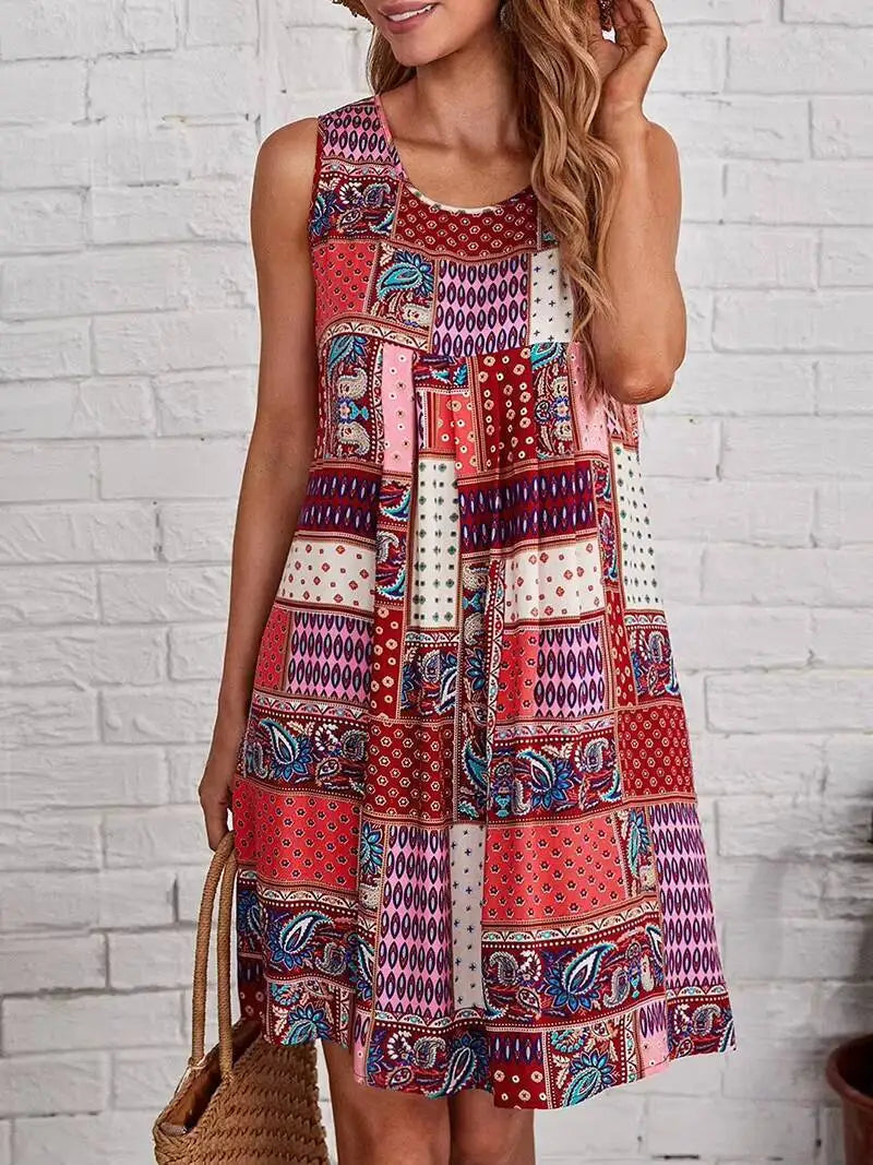 Patchwork Paisley A-Line Mini Dress Delvore