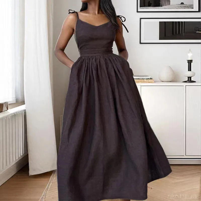 Backless V-Neck Maxi Dress Delvore