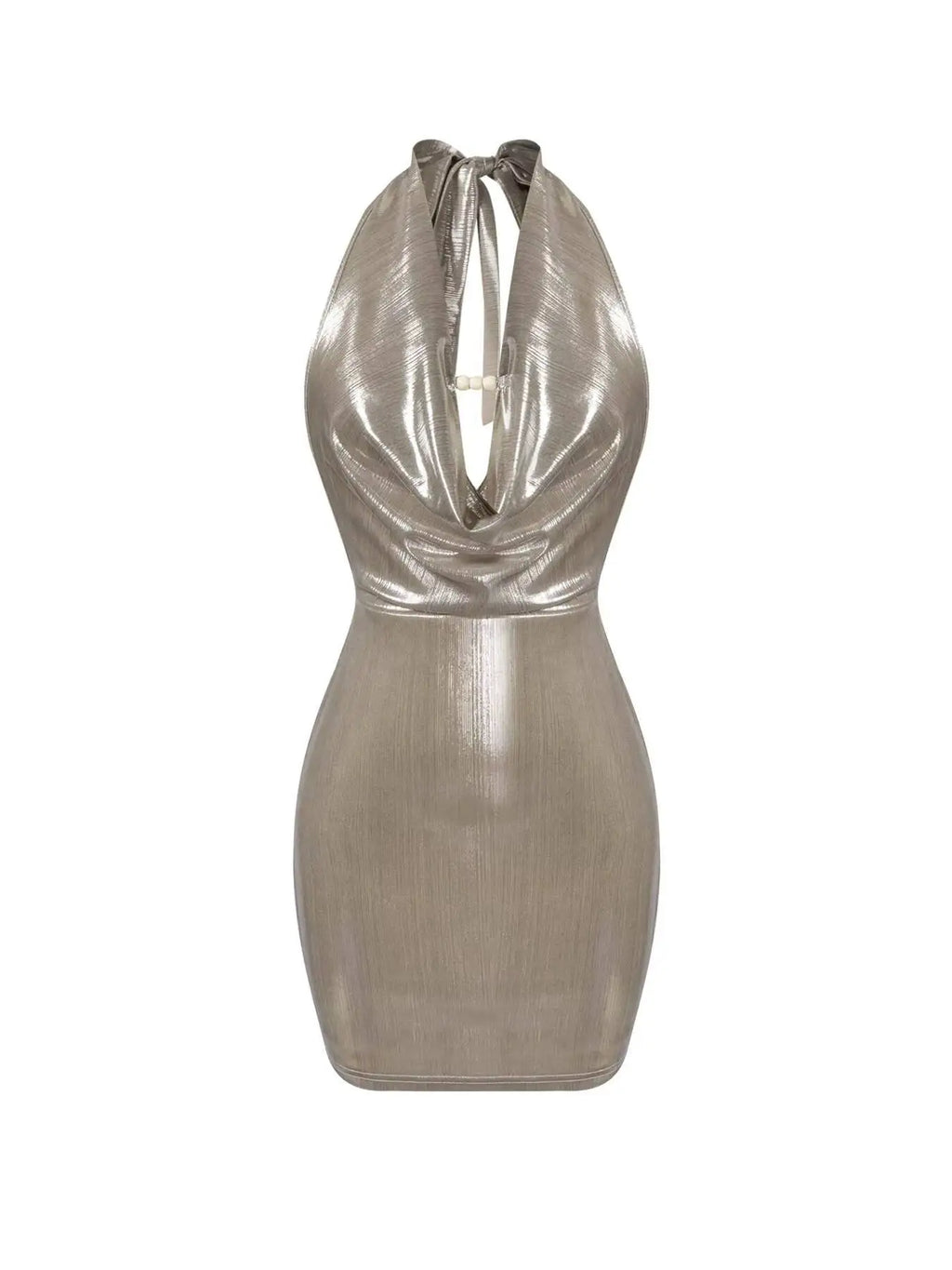 Gold Halter Bodycon Mini Dress Delvore