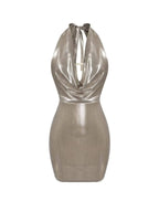 Gold Halter Bodycon Mini Dress Delvore