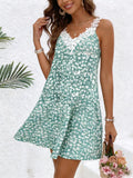 Floral Lace Trim A-Line Mini Dress Delvore