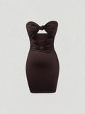 Strapless Bodycon Twist Mini Dress Delvore