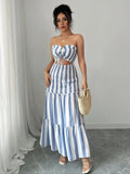 Striped Strapless Maxi Dress Delvore