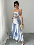 Striped Strapless Maxi Dress Delvore