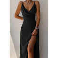 V-Neck Wrap Midi Dress With Slit Delvore