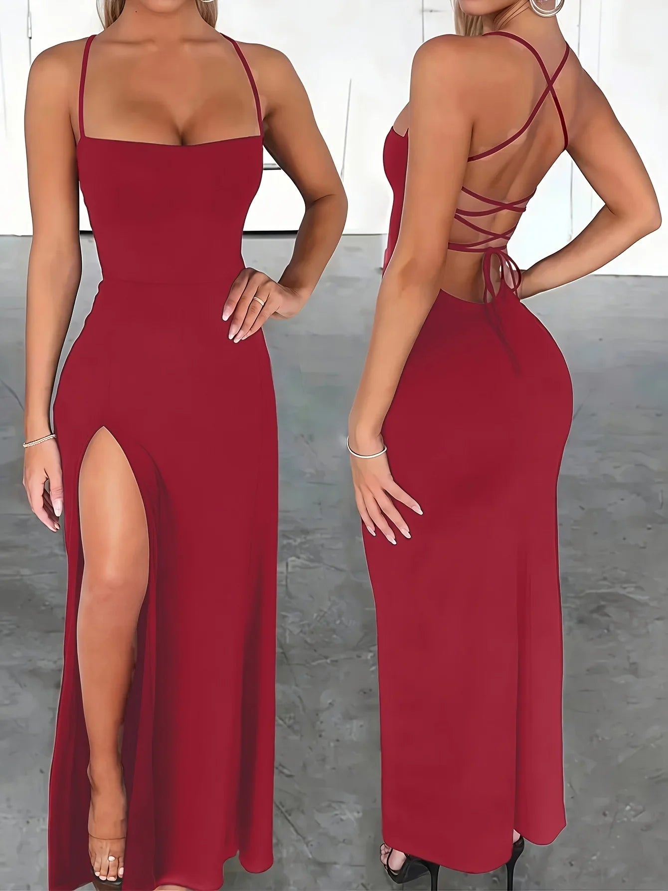 Backless High-Slit Maxi Dress Delvore