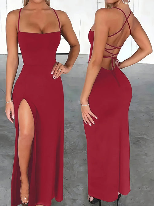 Backless High-Slit Maxi Dress Delvore