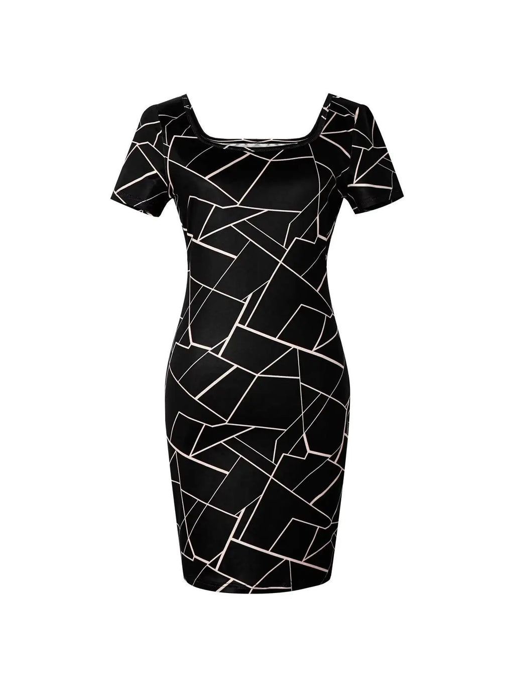Square Neck Geometric Print Bodycon Mini Delvore