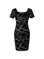 Square Neck Geometric Print Bodycon Mini Delvore