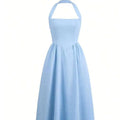 Halter Neck Gathered Waist Maxi Dress Delvore