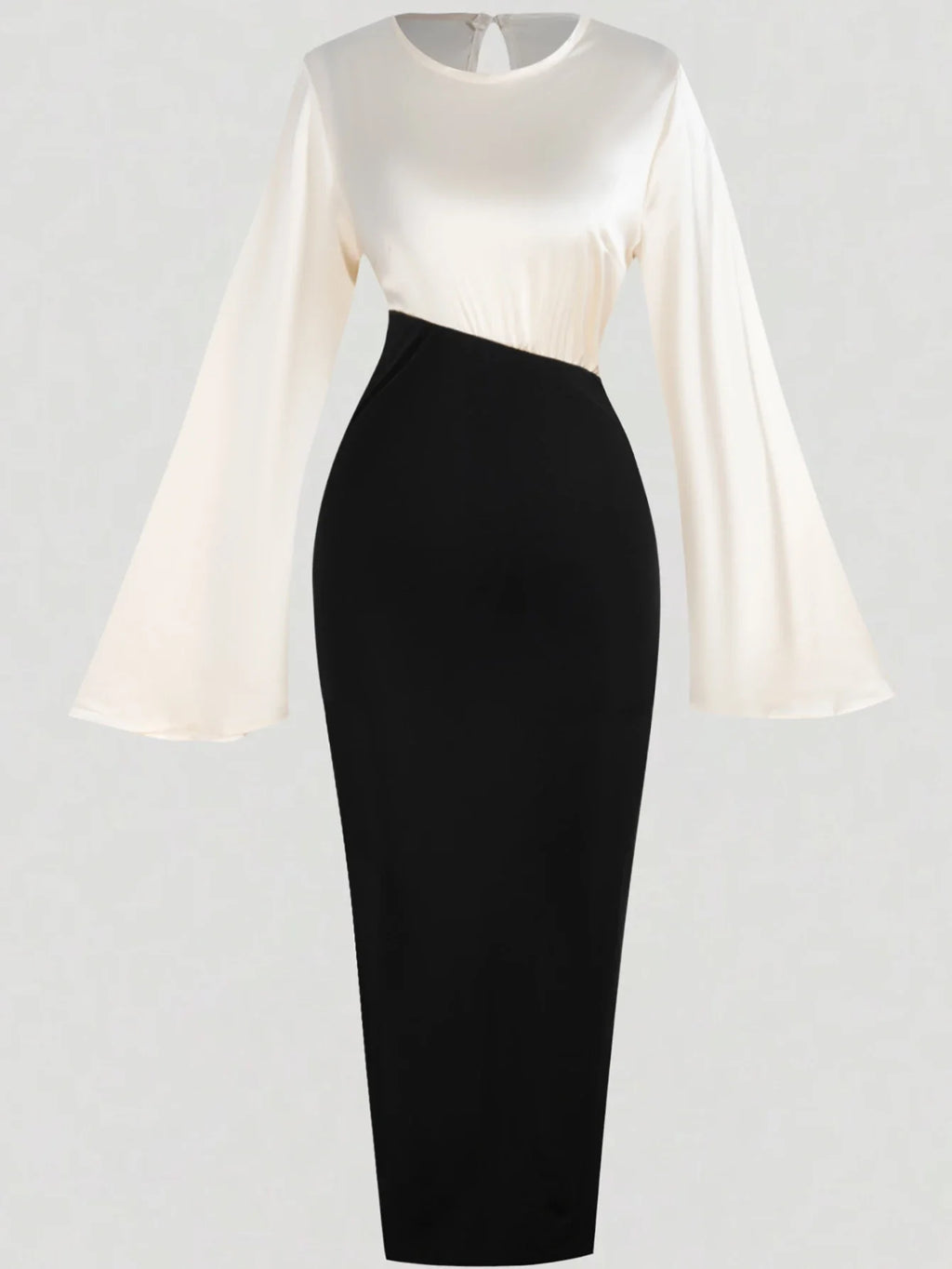 Color Block Bell Sleeve Maxi Dress Delvore