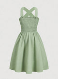 Light Green Smocked Midi Dress Delvore