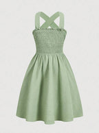 Light Green Smocked Midi Dress Delvore