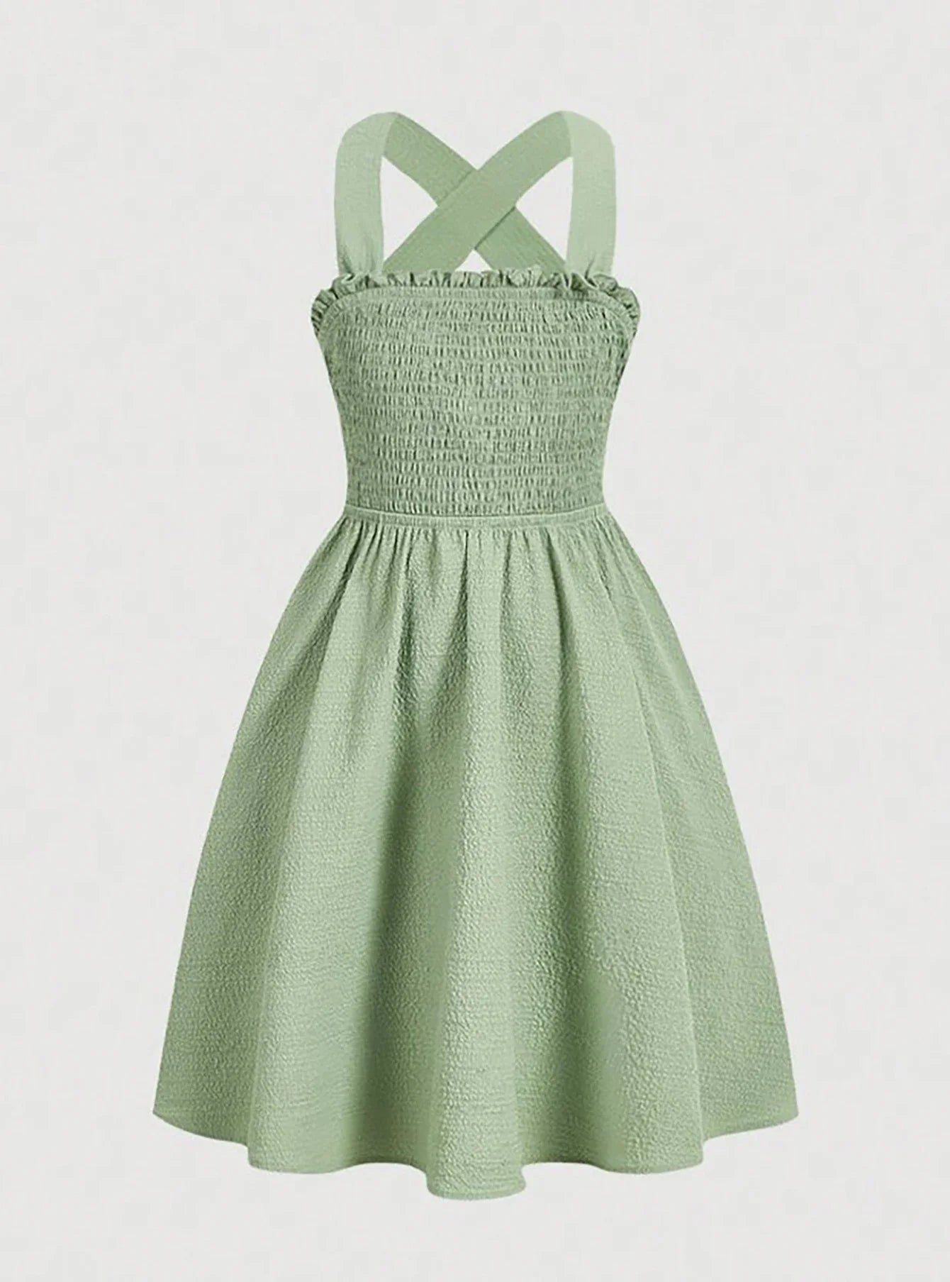 Light Green Smocked Midi Dress Delvore