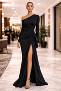 One Shoulder Ruched Maxi Dress Cararush
